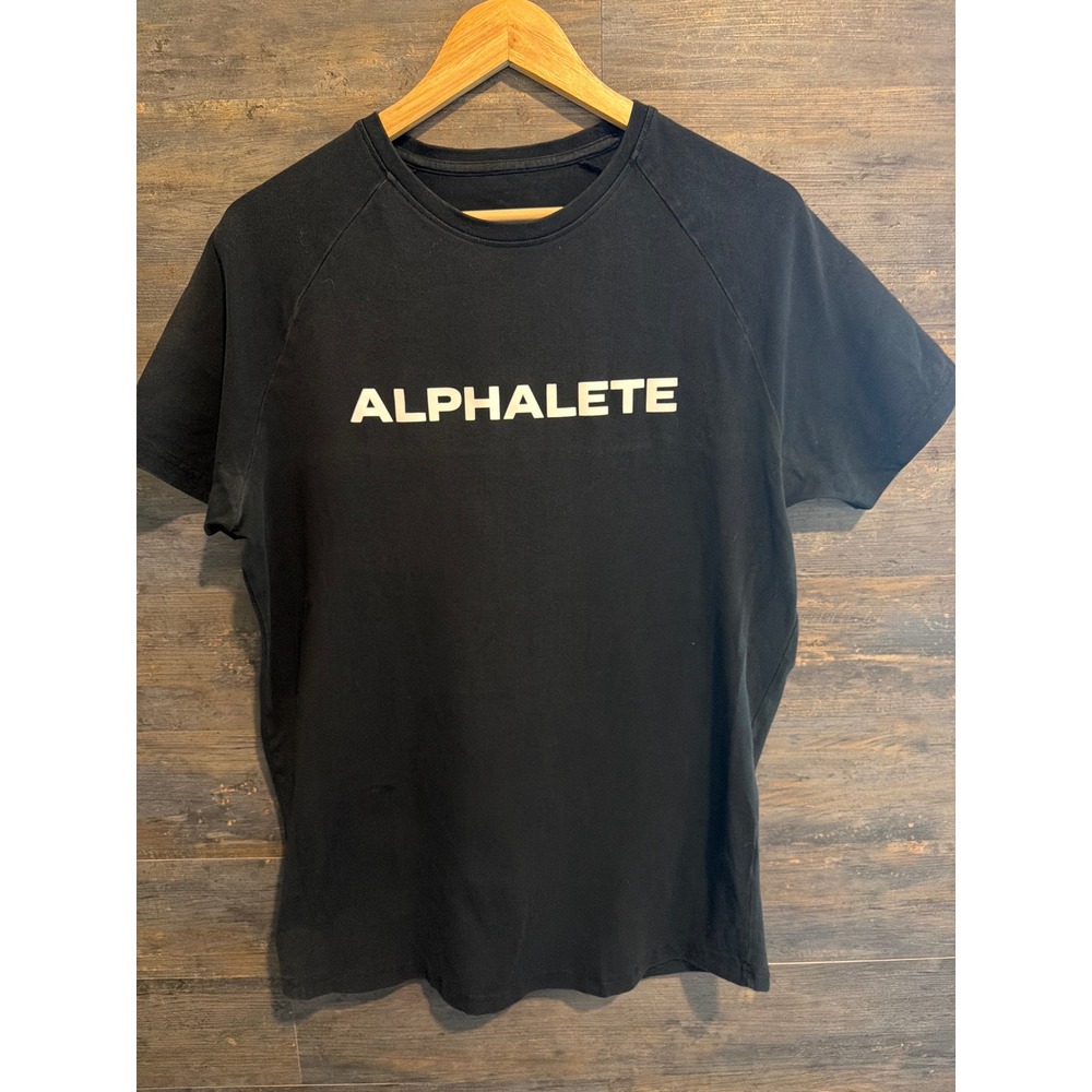 Alphalete Mens Performance Fit Graphic T-Shirt Black Large Gym Training Tee